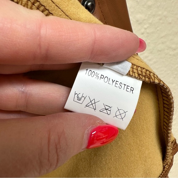 Faux Brown Leather Jacket Shacket Button Down Size Large - Picture 5 of 8